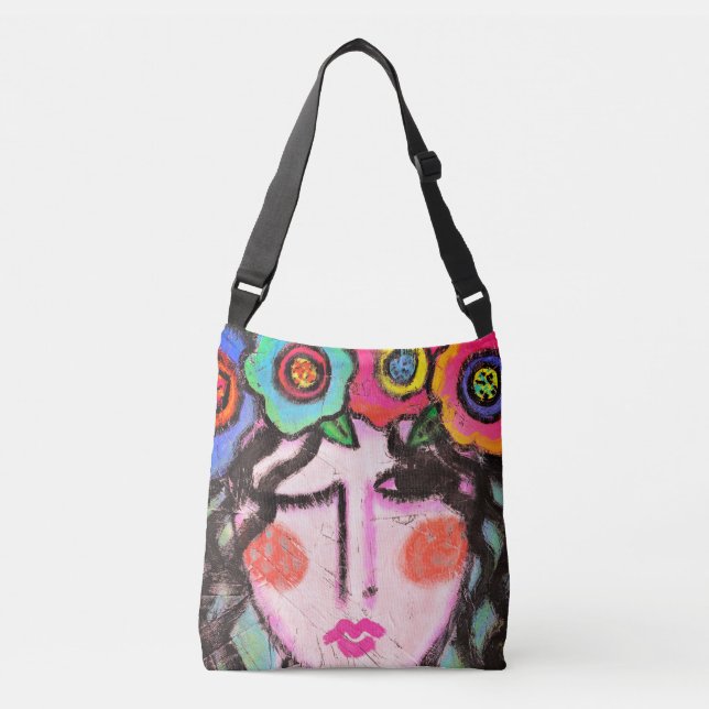 Bolsa Ajustável Flores na Abstrato de Arte do Cabelo (Frente)
