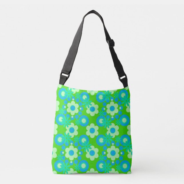 Bolsa Ajustável Flores Pérolas Rosquinhas Espinha Azul Maçã Verde (Frente)