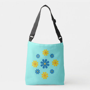 Bolsa Ajustável Flores primavera azuis e amarelas em azul claro