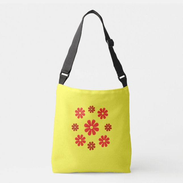 Bolsa Ajustável Flores primavera, vermelhas escuras e amarelas bri (Frente)