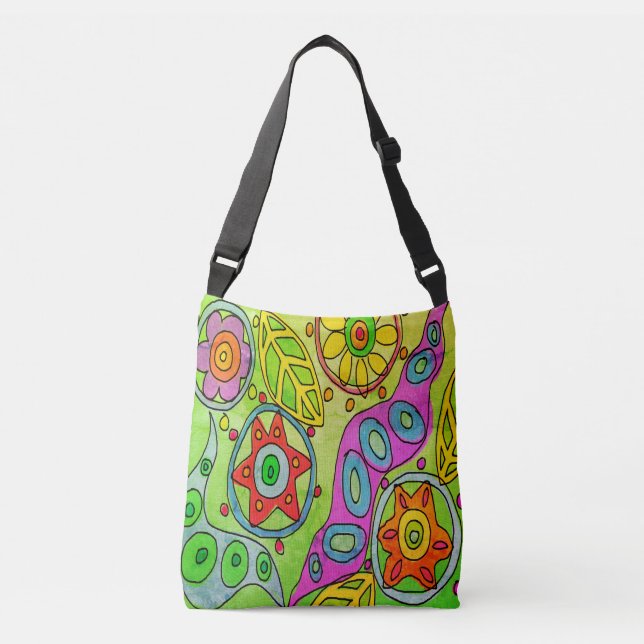Bolsa Ajustável Flores Psicodélicas Arte Abstrata (Frente)