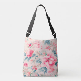 Bolsa Ajustável Flores rosa suaves e folhas cerulanas
