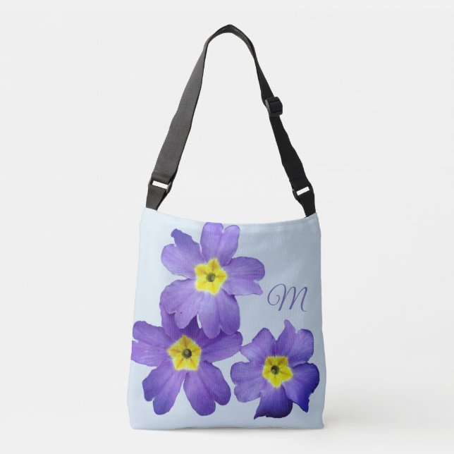 Bolsa Ajustável Flores Roxas Monograma rosa (Frente)