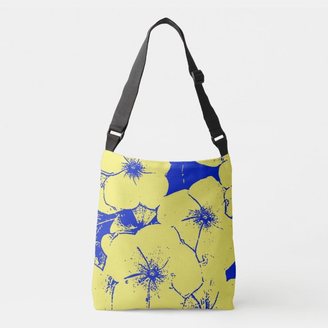 Bolsa Ajustável Flores Tropicais Amarelas e Azuis (Frente)