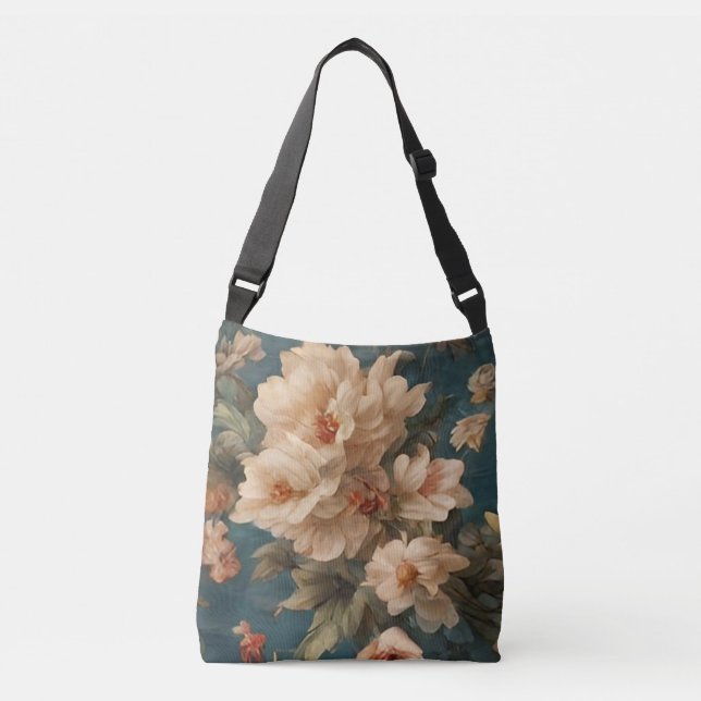 Bolsa Ajustável Flores Vermelhos Esforçadas, Brancas e Corais Esma (Frente)