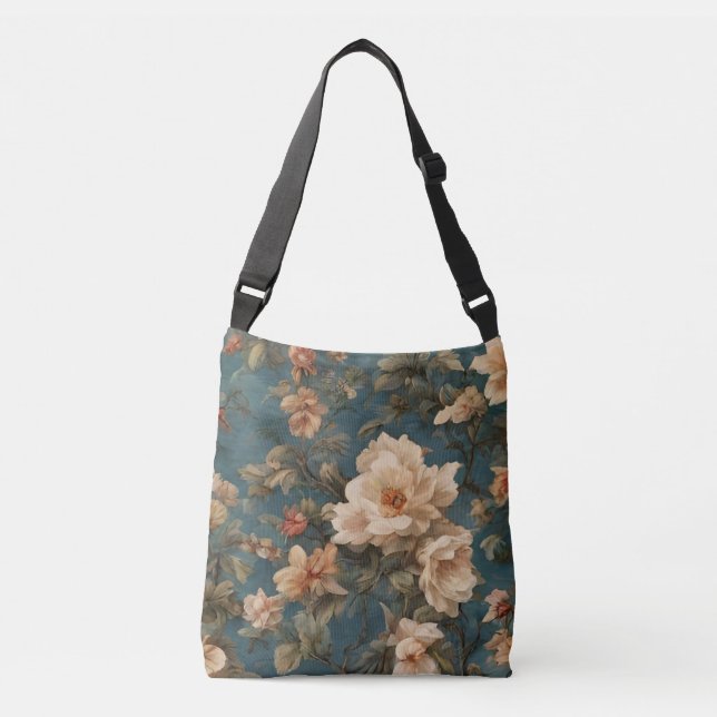 Bolsa Ajustável Flores Vermelhos Esforçadas, Brancas e Corais Esma (Frente)