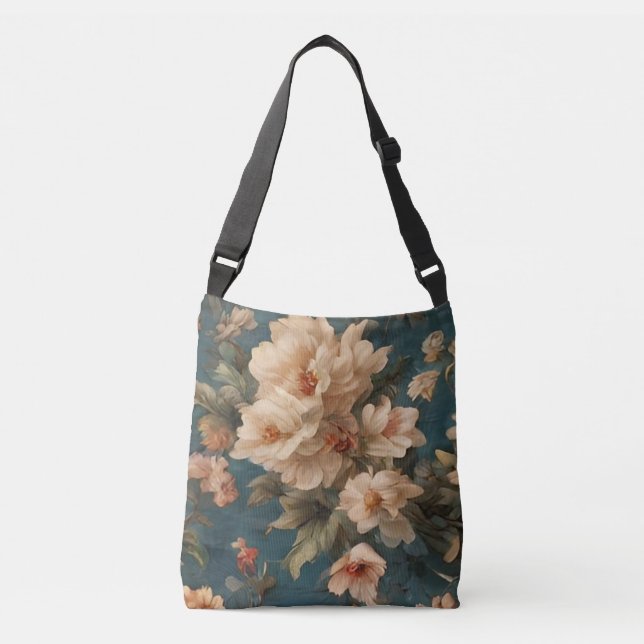 Bolsa Ajustável Flores Vermelhos Esforçadas, Brancas e Corais Esma (Frente)