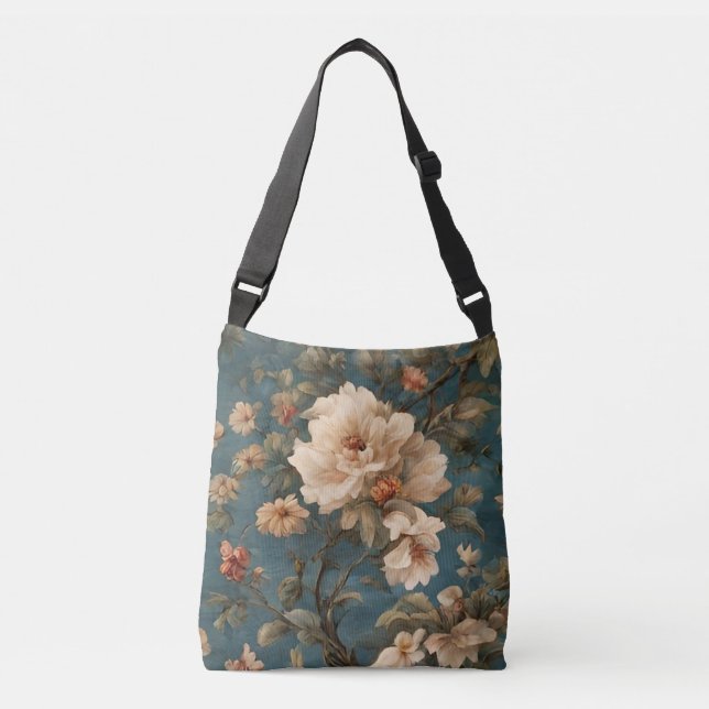 Bolsa Ajustável Flores Vermelhos Esforçadas, Brancas e Corais Esma (Frente)