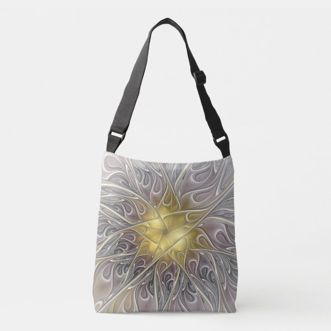 Bolsa Ajustável Florescer Com Floral Fractal Abstrata Moderna Dour (Frente)