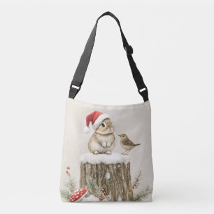 Bolsa Ajustável Floresta Nevada Inverno Mata Natal Coelho Passaro