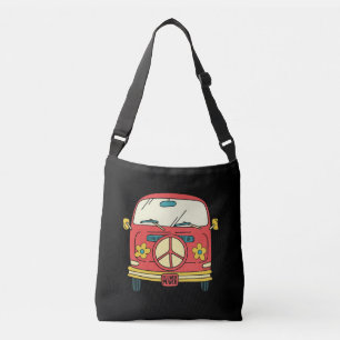 Bolsa Ajustável Flower Power Peace Sign Vintage Microbus Van