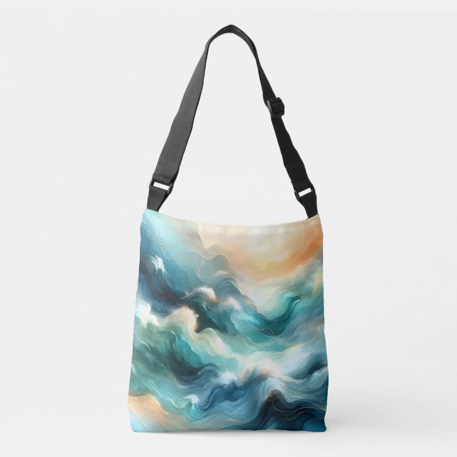 Bolsa Ajustável Fluxo Abstrato de Ondas de Ouro (Frente)