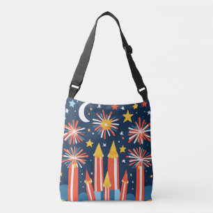 Bolsa Ajustável Fogos Patrióticos Estrelas Vermelho Branco Azul