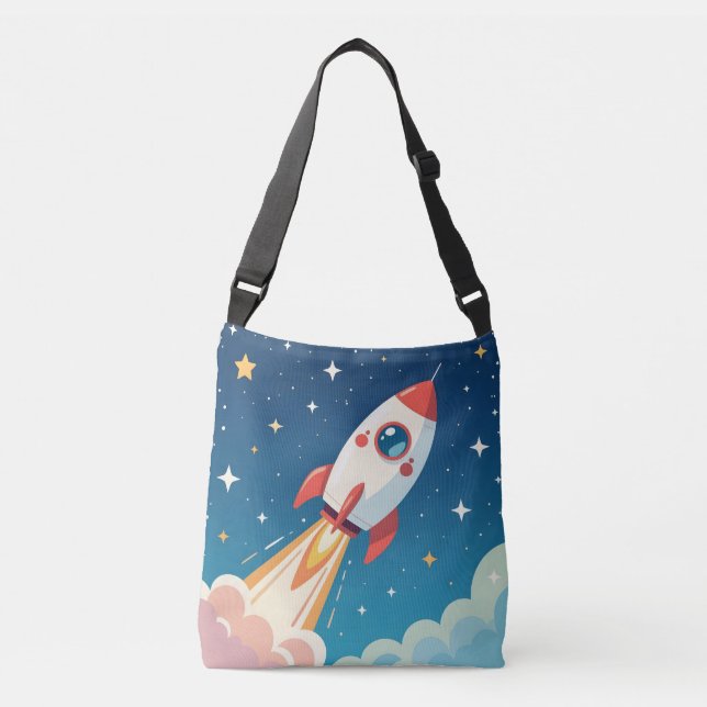 Bolsa Ajustável Foguete espacial fofo decolando (Frente)