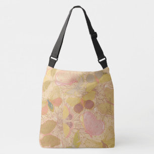Bolsa Ajustável Folha Dourada Chic e Fundo cor-de-rosa borboleta