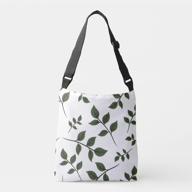 Bolsa Ajustável Folhagem com Folhas Verdes em Branco (Frente)