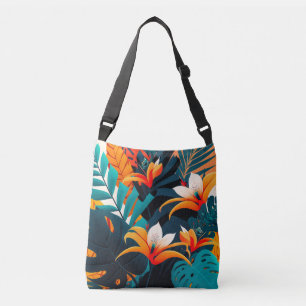 Bolsa Ajustável Folhas e flores tropicais coloridas e elegantes  