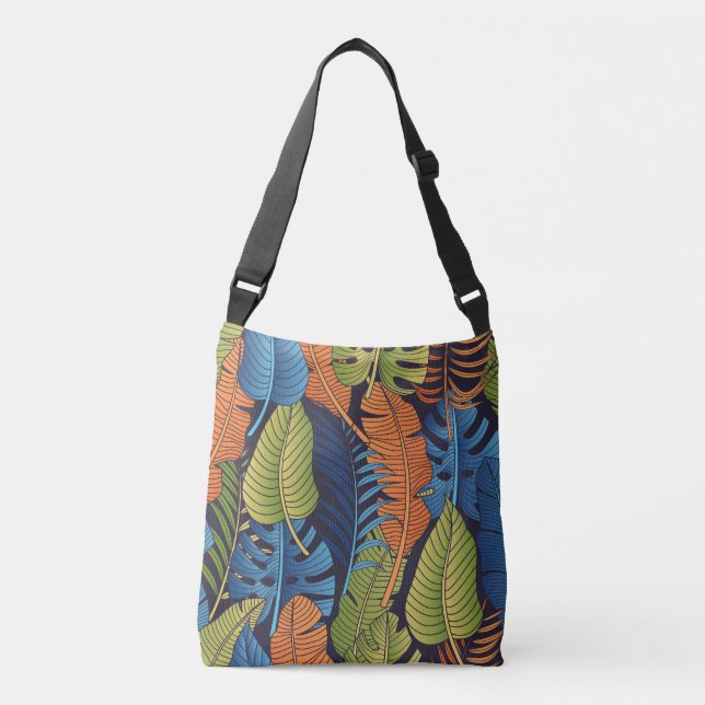 Bolsa Ajustável Folhas tropicais, padrão floral sem costura. (Frente)