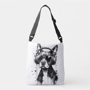 Bolsa Ajustável fones de ouvido de cães legal Coroa preta e tinta