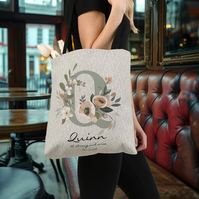 Bolsa Ajustável Força e Sabedoria de Quinn - Monograma Floral Boho (Criador carregado)