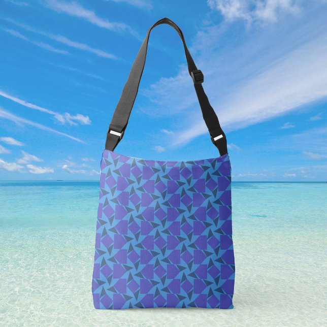Bolsa Ajustável Formas Geométricas em Turquesa e Azul Crossbody (Criador carregado)