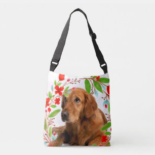 Bolsa Ajustável Foto de Cachorro Golden Retriever com Moldura Flor