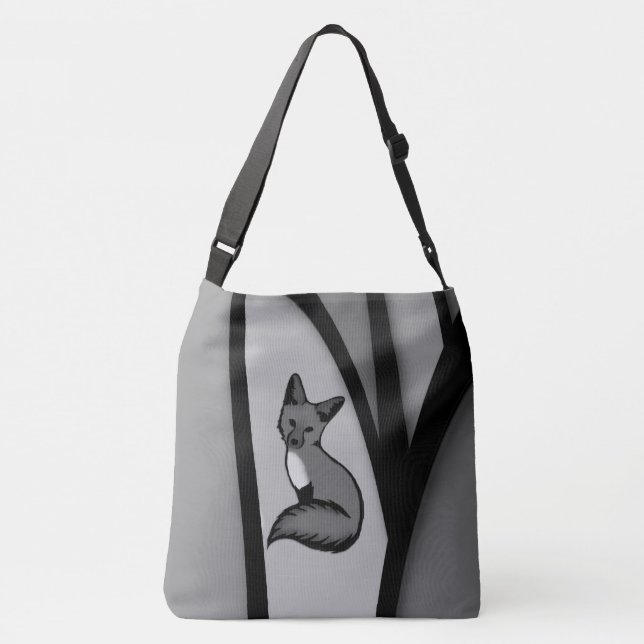Bolsa Ajustável Fox Modern Art Design em Prata (Verso)