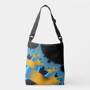 Bolsa Ajustável Fractal de Fitas Azuis e Amarelas de Seda