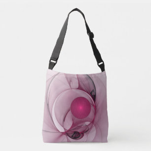 Bolsa Ajustável Fractal Sinuoso, Arte Abstrato Moderno Rosa Berry