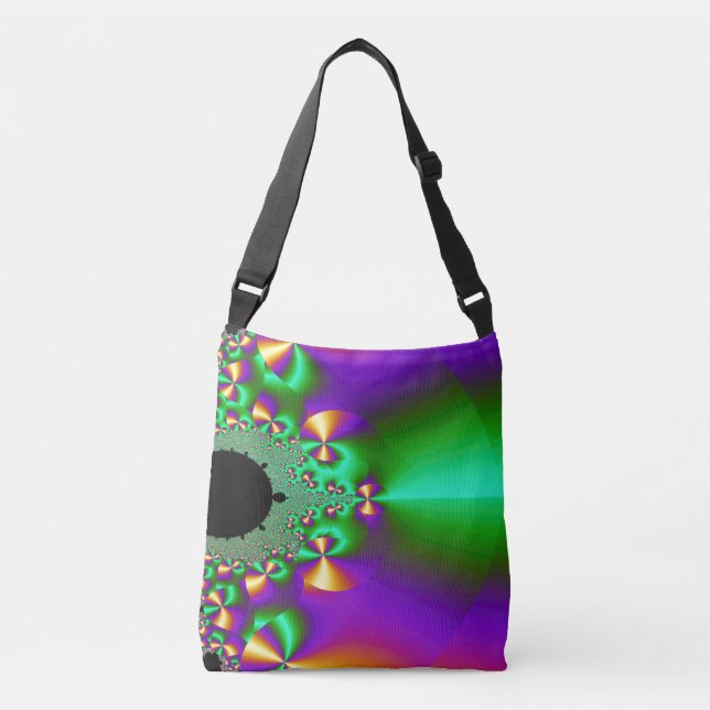 Bolsa Ajustável Fractal Verde e Roxo  (Frente)