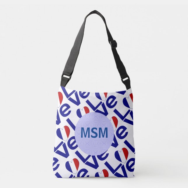 Bolsa Ajustável França LOVE Heart Flag Tilado Personalizado (Frente)