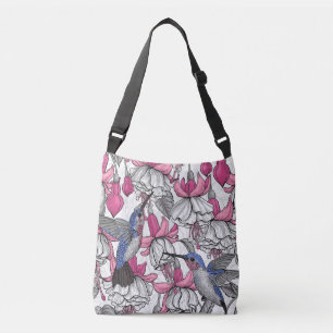 Bolsa Ajustável Fúchsia branca e beija-flores