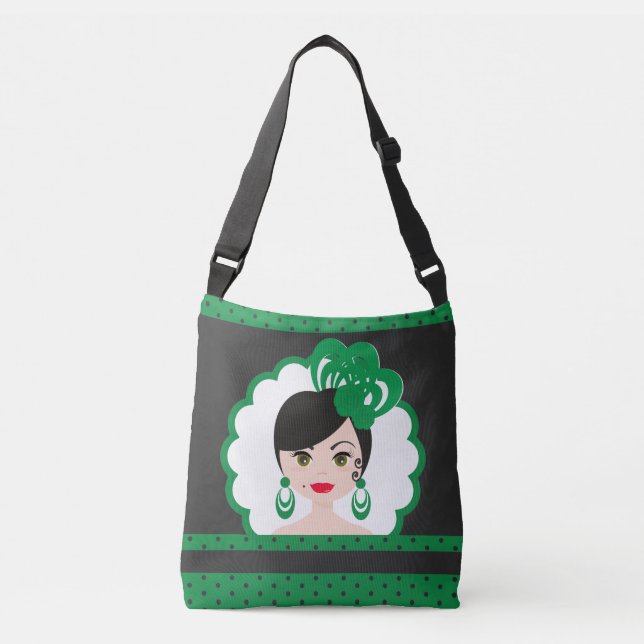 Bolsa Ajustável Fun Spanish Flamenca Doll in Green and Black (Frente)