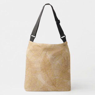 Bolsa Ajustável Fundo de Pêssego Folha Dourada Elegante