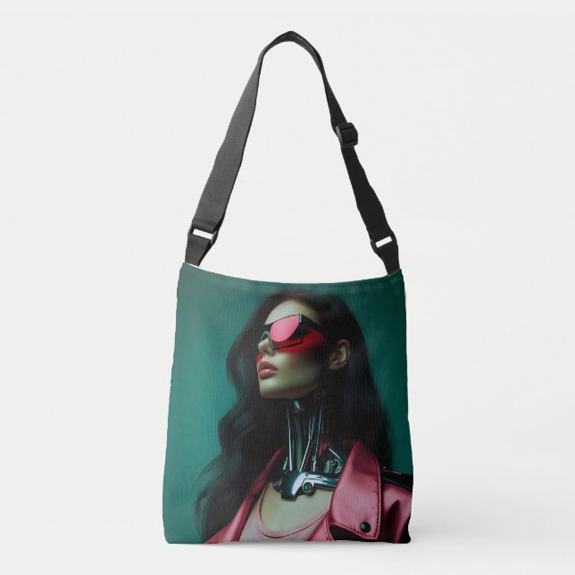 Bolsa Ajustável  futuristic cybernetic woman (Frente)