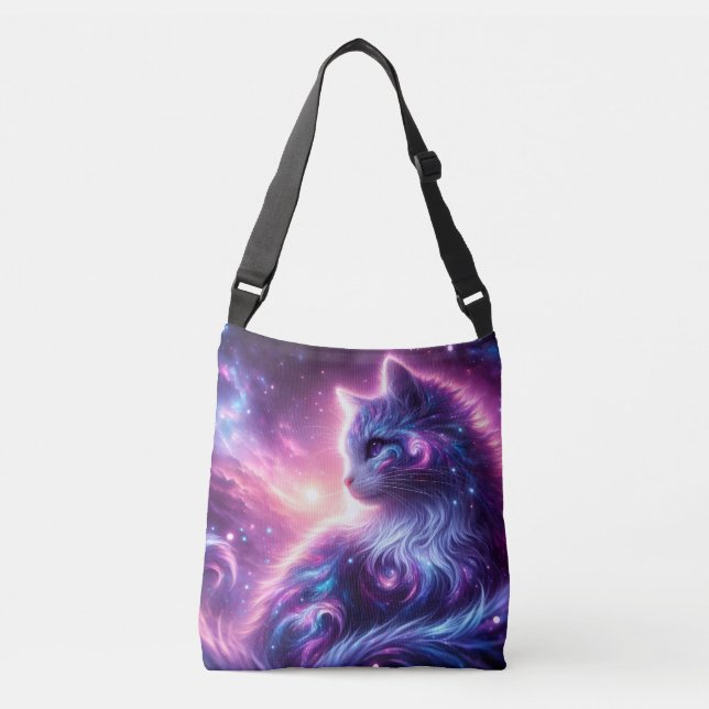 Bolsa Ajustável Galáxia Cósmica Felina Mística Celestial (Frente)