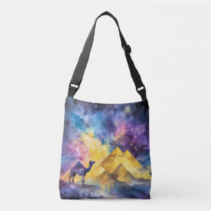 Bolsa Ajustável Galáxia do Deserto em Aquarela Camelo Pirâmide Via