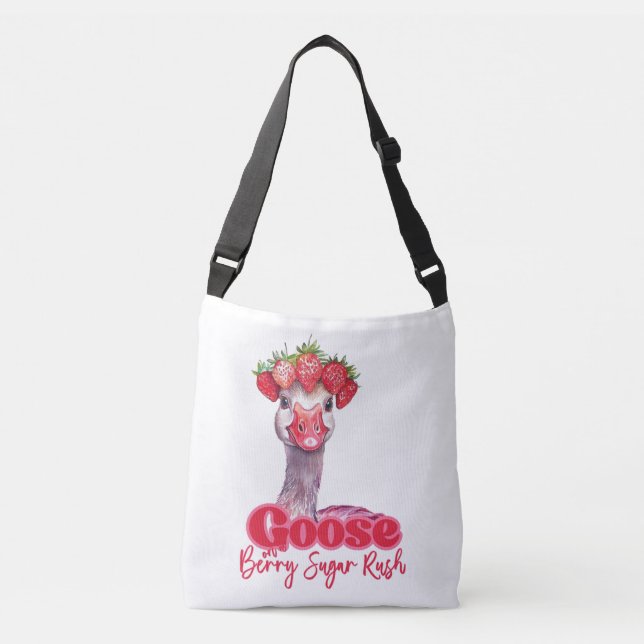 Bolsa Ajustável Ganso de Morango Ganso Engraçado com Morangos (Frente)