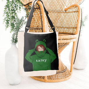 Bolsa Ajustável Garota bonita com desenho Sapo verde 