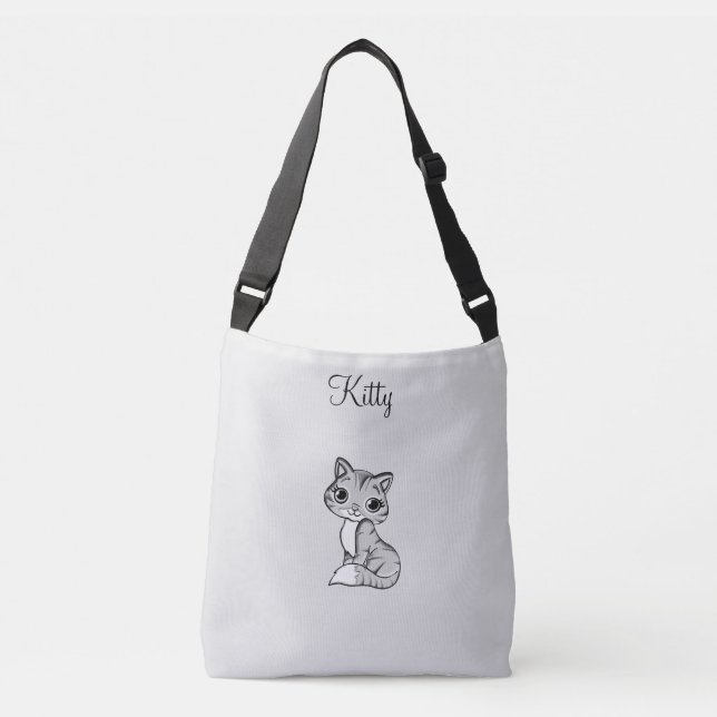 Bolsa Ajustável Gatinho fofo em cinza claro (Frente)