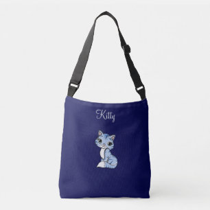 Bolsa Ajustável Gatinho malhado fofo em azul marinho