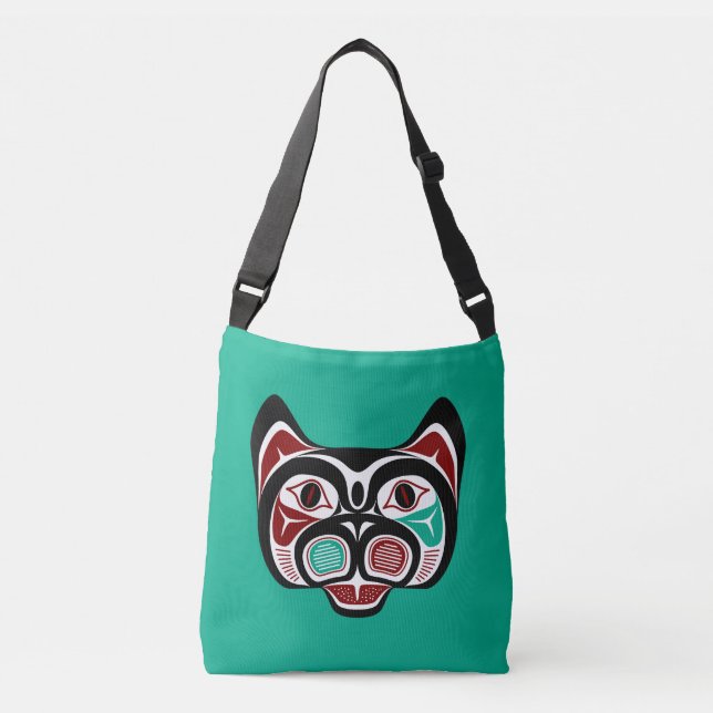 Bolsa Ajustável Gatinho Nativo Americano Vermelho Branco Negro (Frente)