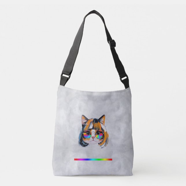 Bolsa Ajustável Gato com Peruca + Óculos de Sol (Pintura #2) (Frente)