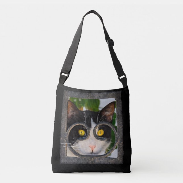 Bolsa Ajustável Gato curioso com óculos Foto de Pet Engraçado (Frente)