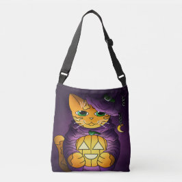 Bolsa Ajustável Gato de Bruxas de Halloween Roxo