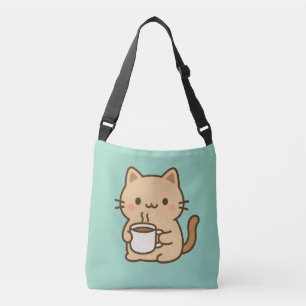 Bolsa Ajustável Gato de Café Fofo Design Kawaii Aconchegante