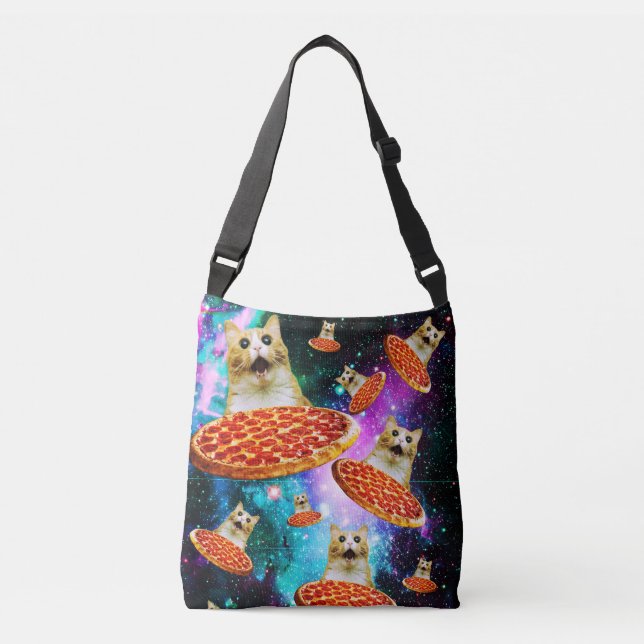 Bolsa Ajustável Gato de pizza espacial engraçado (Frente)