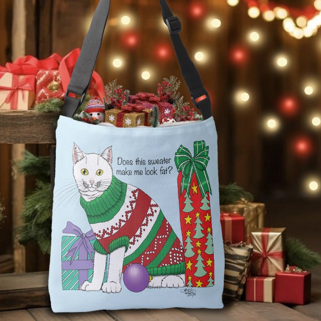 Bolsa Ajustável Gato Engraçado de Natal Feio (Criador carregado)
