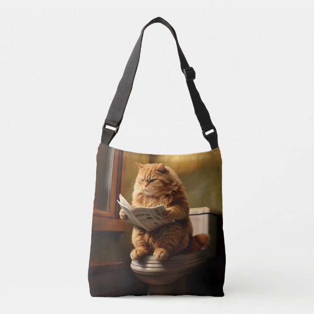 Bolsa Ajustável Gato Engraçado no Banheiro | Quirky Bathroom Humor (Frente)