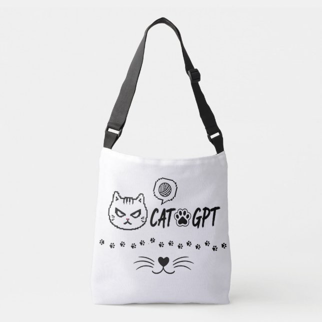 Bolsa Ajustável Gato GPT AI Engraçado Pixel Cat / Citação de Tecno (Frente)